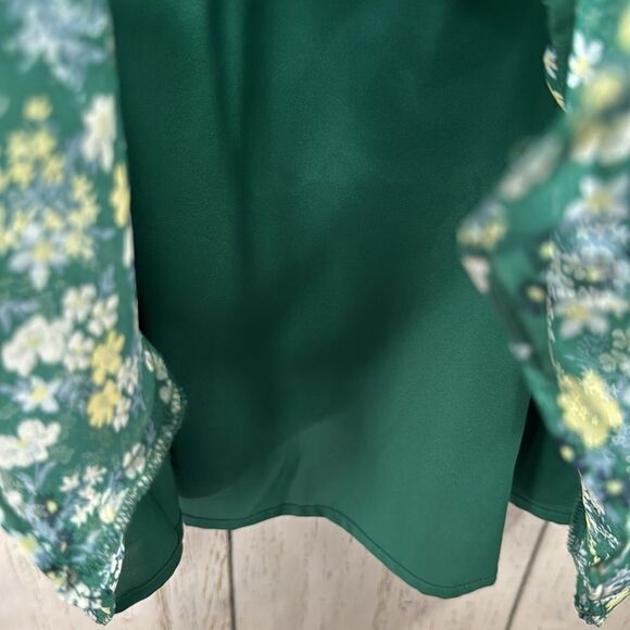 Banana Republic Green Floral Midi Dress Tall M Cottagecore Fall Boho - Picture 13 of 16